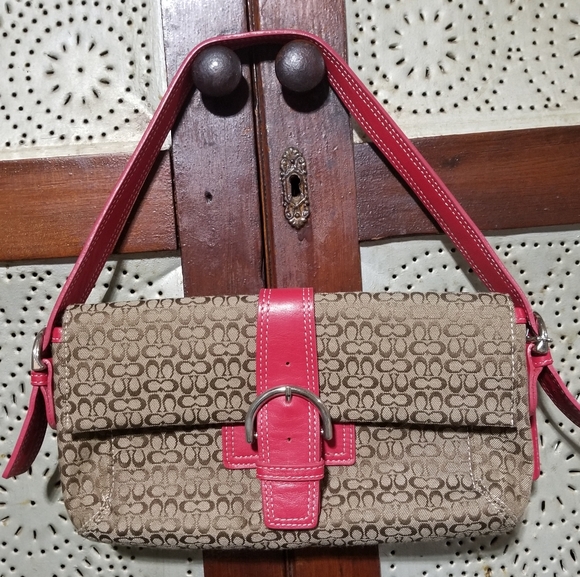 Coach Tan and Red Monogram small bag, Y2K vintage - Picture 1 of 5